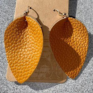 3 for $20 - mustard yellow leather earrings